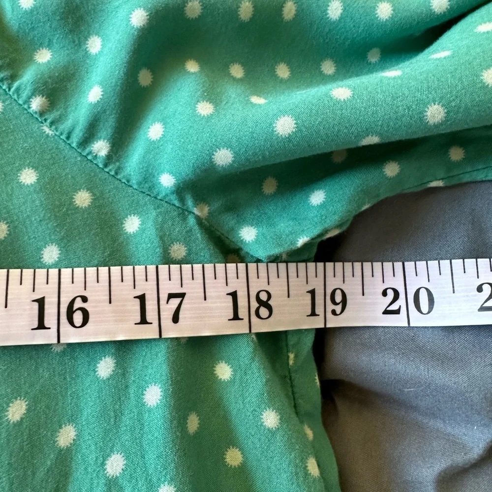 Anthropologie Maeve Teal Polka Dot Asbury Printed Button Down Blouse Size Small - Picture 11 of 11